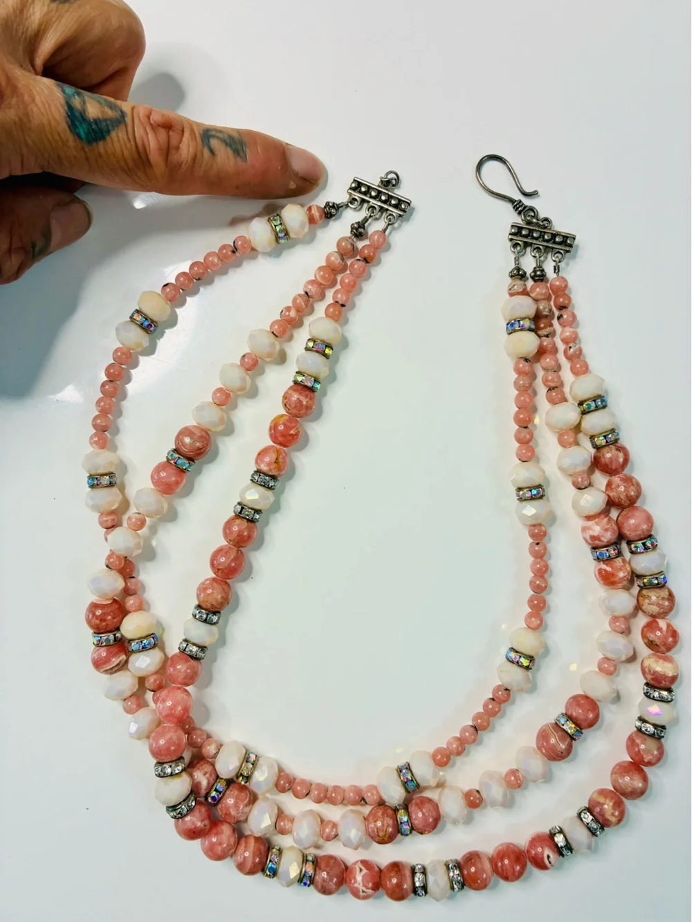 Handmade Elegant Pink Natural Stone Beaded Layered Necklace - Women Jewelry READ